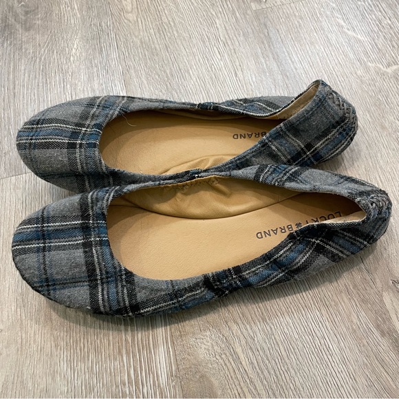 LUCKY BRAND Erin Plaid Ballet Flats - Gray/Blue Size 9.5 - Picture 2 of 9